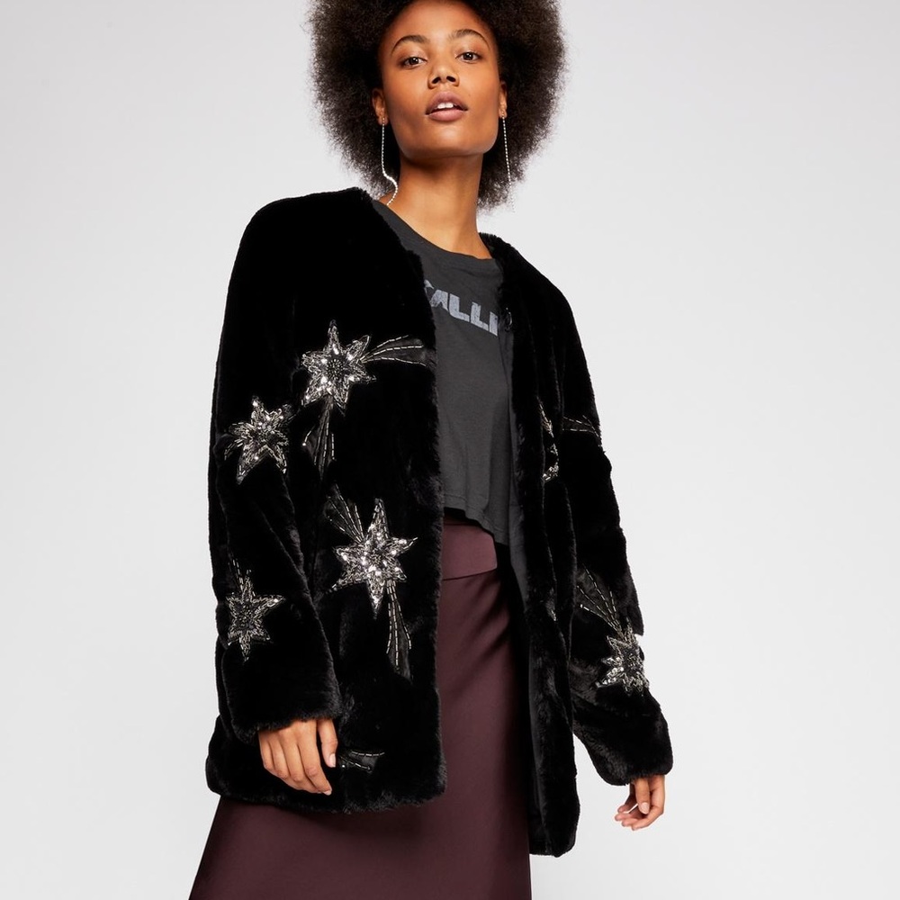 NWT RARE Free People Starry Skies Faux Fur Jacket